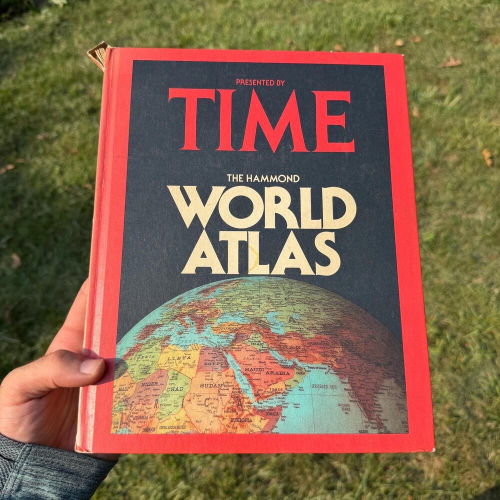 Mid Century Vintage 1980 TIME - The Hammond World Atlas Hardcover Book, Vintage